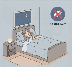 Calm illustration showing that biotin does not usually interfere with sleep or cause nighttime alertness.
