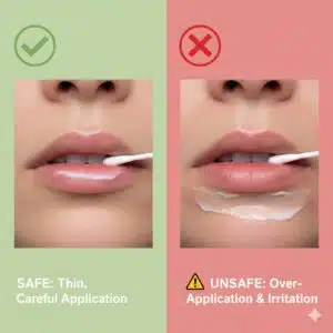 Azelaic acid cream with application tools and lip care products